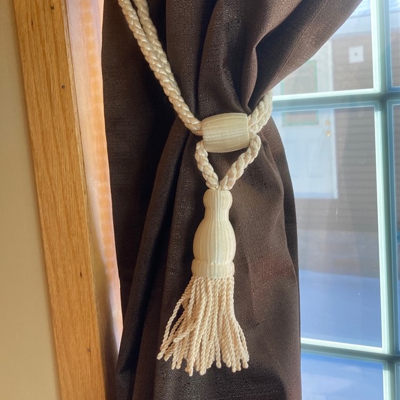 Curtain Ivory tie backs vintage